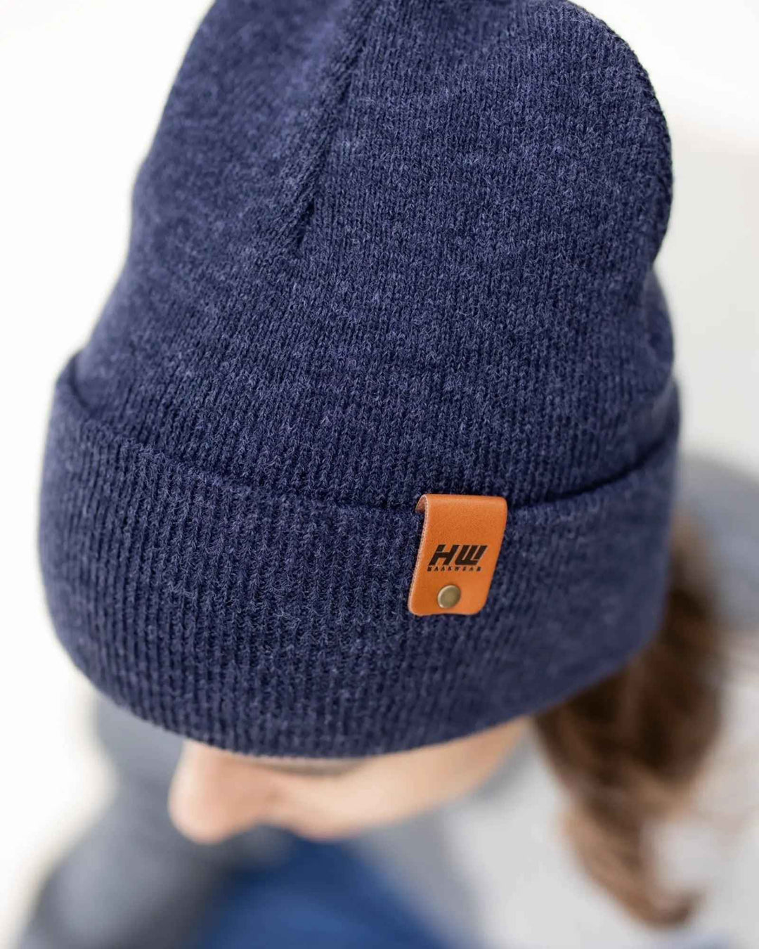 HAAKWEAR Denim Blue Knit Beanie - Cuffed Classic Hat, Made in USA