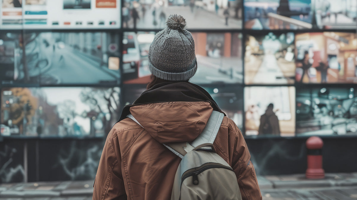 Photo of man standing in front of video wall