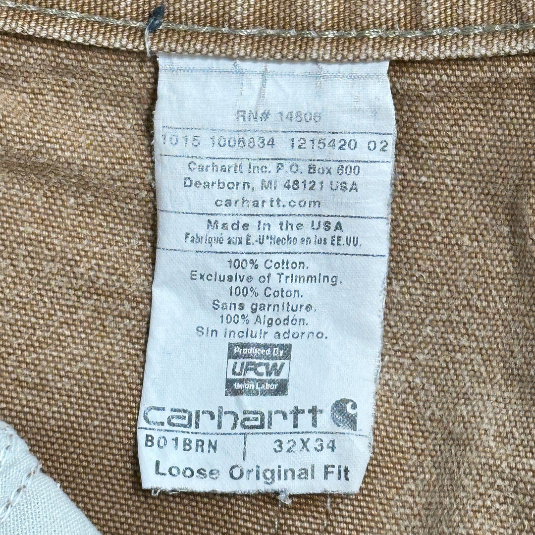 Men's Carhartt B01 BRN Firm Duck Double Knee - USA - Measures 30x31 Great Lakes Reclaimed Denim