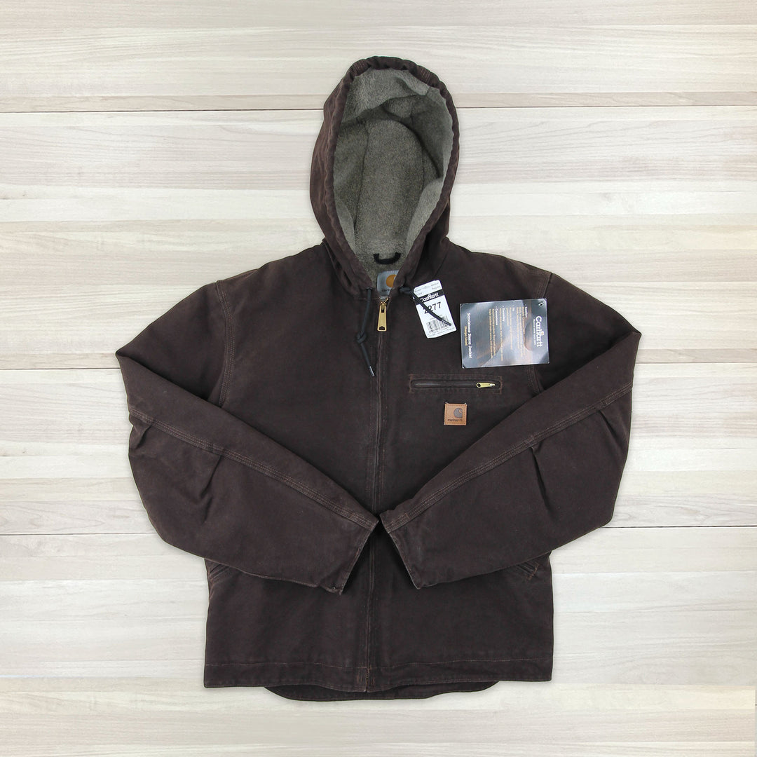 Men's Carhartt J141 DKB Sherpa-Lined Sandstone Duck Jacket - NWT - Medium Great Lakes Reclaimed Denim