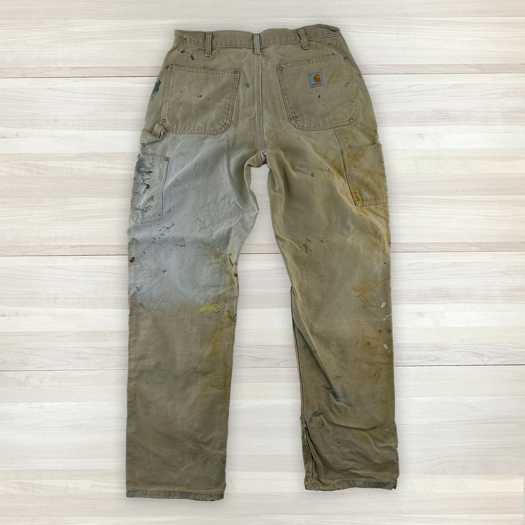 Men's Distressed Brown B01 Firm Duck Double Knee - Measures 32x32 Great Lakes Reclaimed Denim