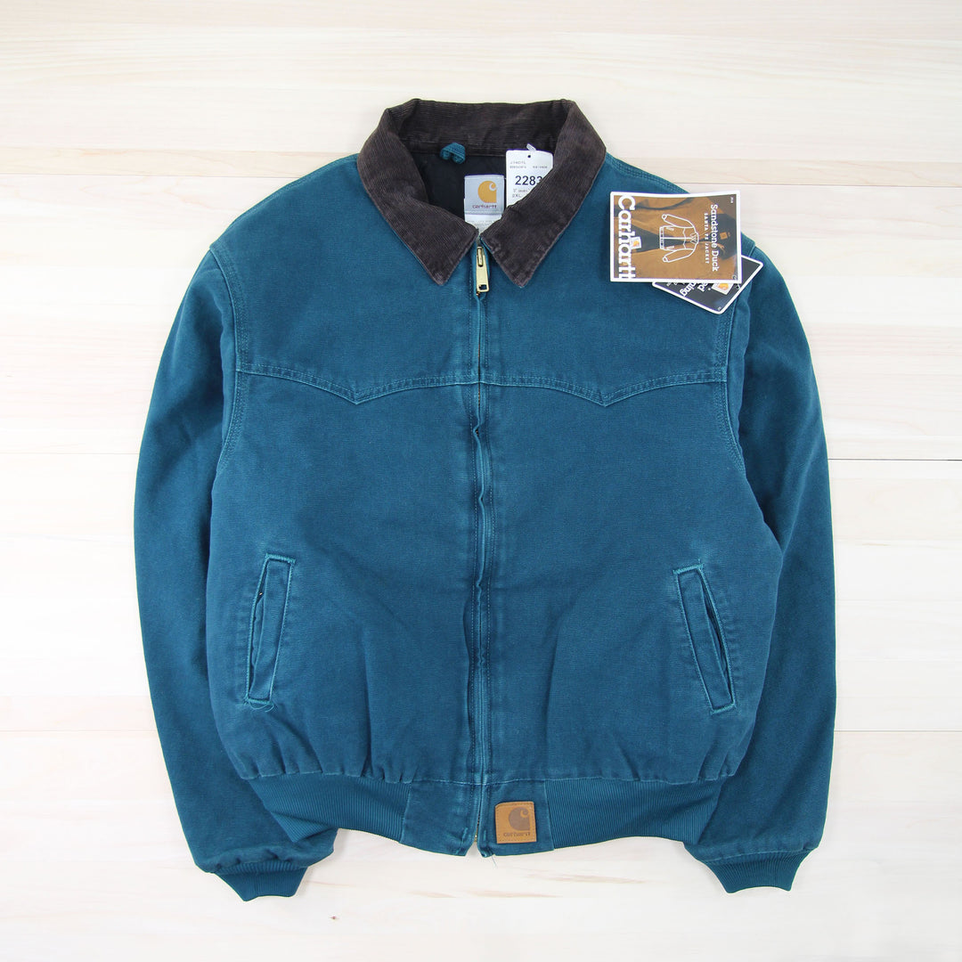 Men's Vintage Carhartt J14 DTL (Dark Teal) Santa Fe Jacket NWT - 2XL Great Lakes Reclaimed Denim