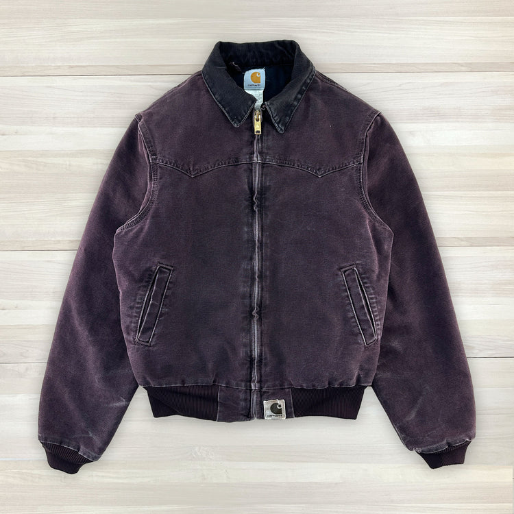 Men's Vintage Carhartt Santa Fe Jacket in Burgundy - Medium Tall Great Lakes Reclaimed Denim