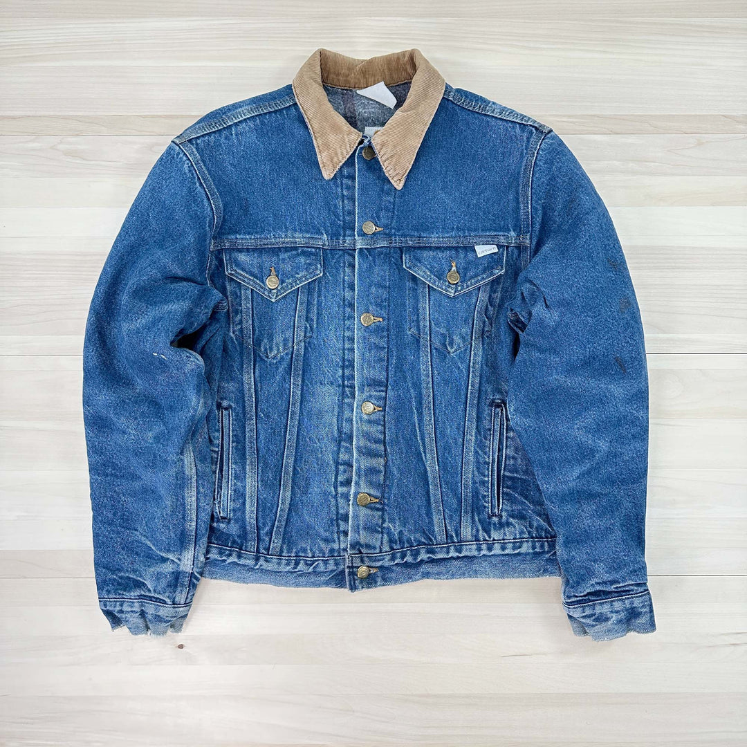 Men's Vintage Carhartt Trucker Jean Jacket From 1989 100 Year Anniversary -S/M Great Lakes Reclaimed Denim