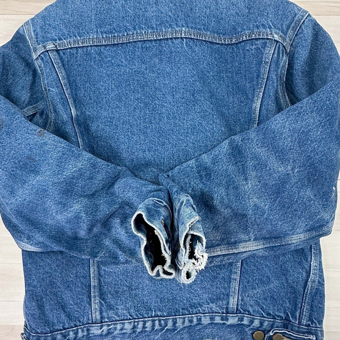 Men's Vintage Carhartt Trucker Jean Jacket From 1989 100 Year Anniversary -S/M Great Lakes Reclaimed Denim