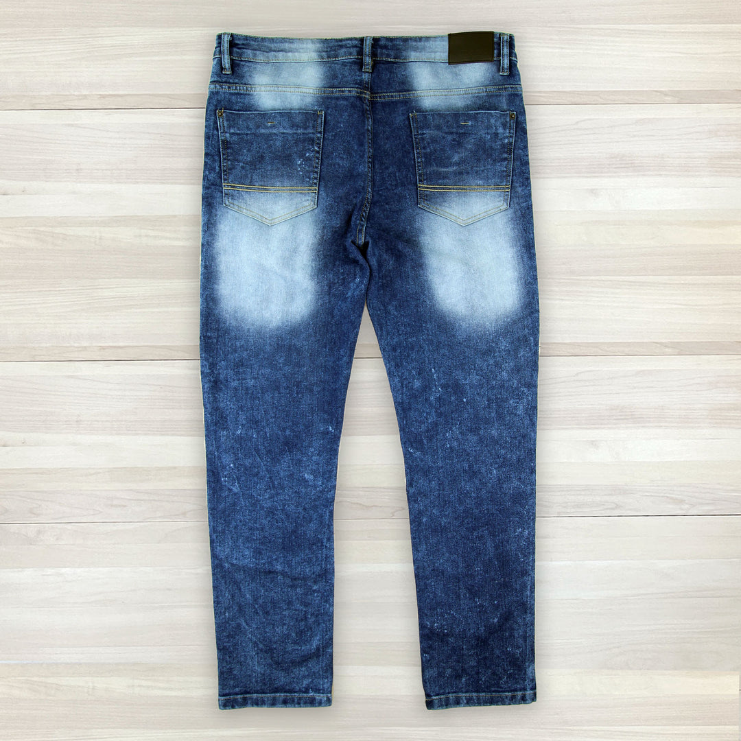 Men's Vintage Southpole Skinny Distressed Paneled Moto Jeans - 36x30 Great Lakes Reclaimed Denim