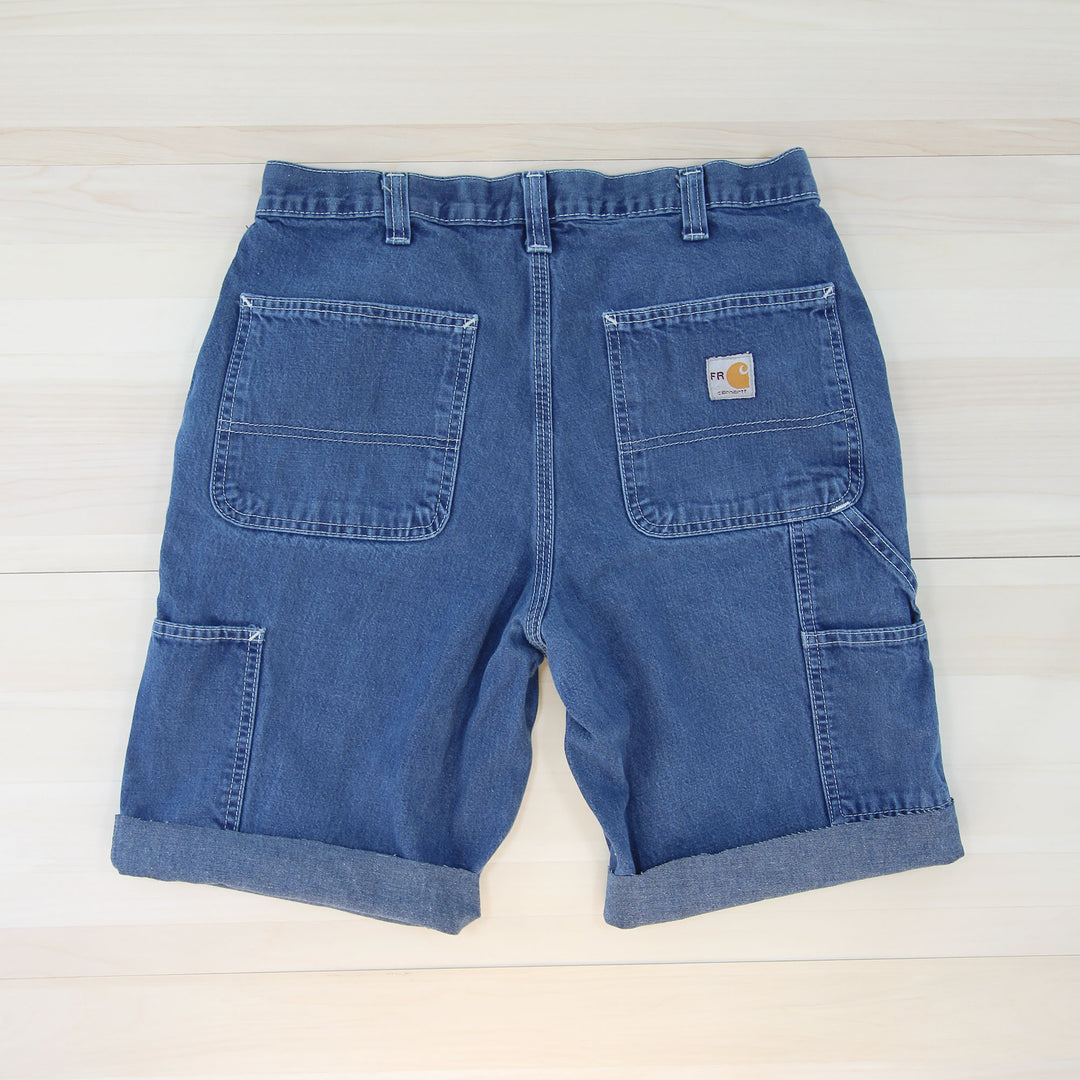 Men's cutoff Carhartt carpenter jean shorts - 30x11 Great Lakes Reclaimed Denim