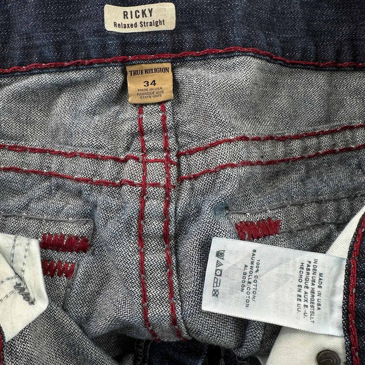 True Religion Ricky Super T Relaxed Cutoff Shorts - Measures 34x13 Great Lakes Reclaimed Denim