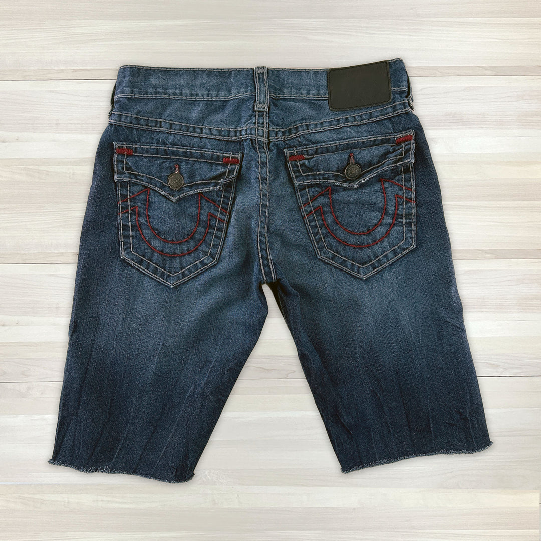 True Religion Ricky Super T Relaxed Cutoff Shorts - Measures 34x13 Great Lakes Reclaimed Denim