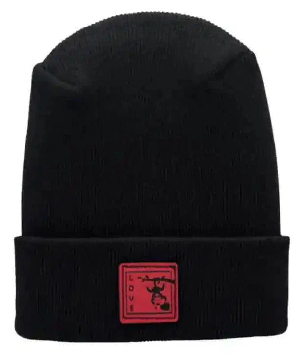 Haakwear Exclusive Love-Inspired H-Stitch Beanie – Limited Edition  Black Hat with Love Monkey