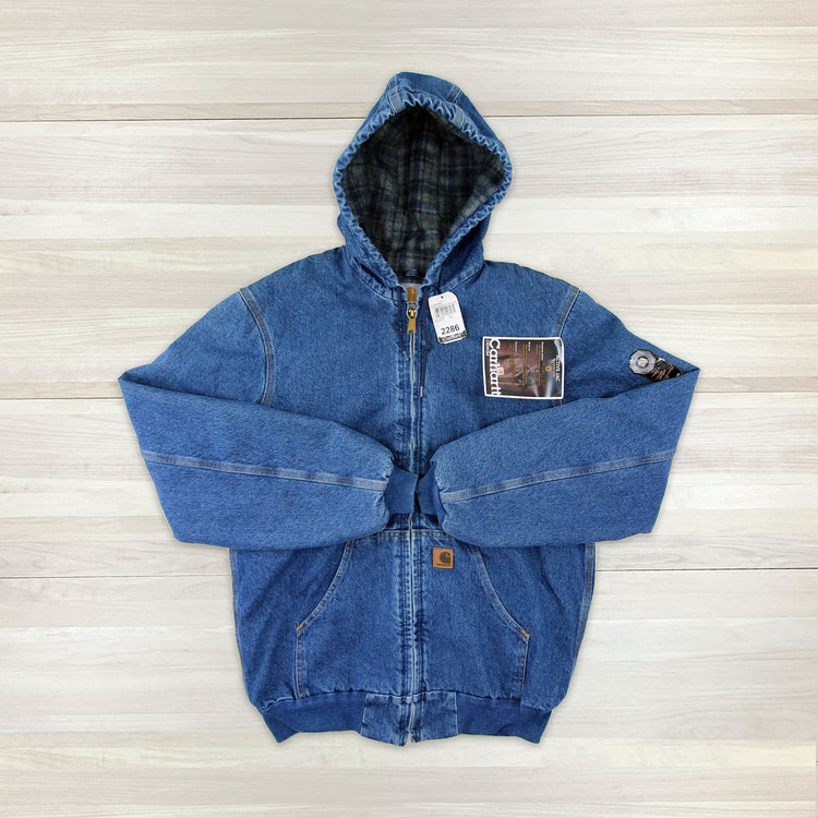 Vintage Carhartt Blanket Lined Denim Jacket - J139 DST (Darkstone) NWT - Medium Tall Great Lakes Reclaimed Denim