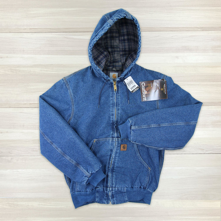 Vintage Carhartt Blanket Lined Denim Jacket - J139 DST (Darkstone) NWT - Small Great Lakes Reclaimed Denim