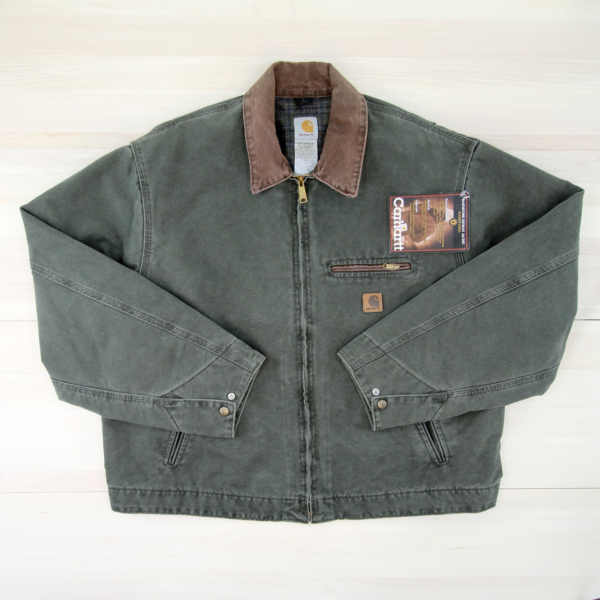 Vintage Carhartt Jacket Mens 2xl sale Moss Green Detroit Style Collar Lined