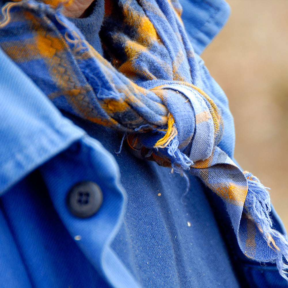Close up of bleu de travail work jacket.