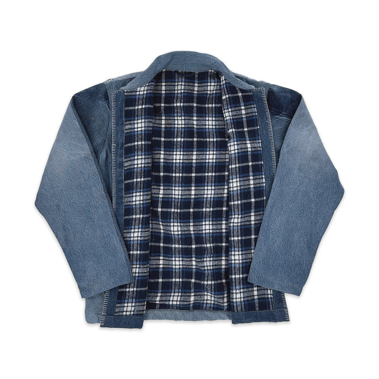 Chore Coat Made From Upcycled Work Jeans - Blanket Stitching - Medium Great Lakes Reclaimed Denim