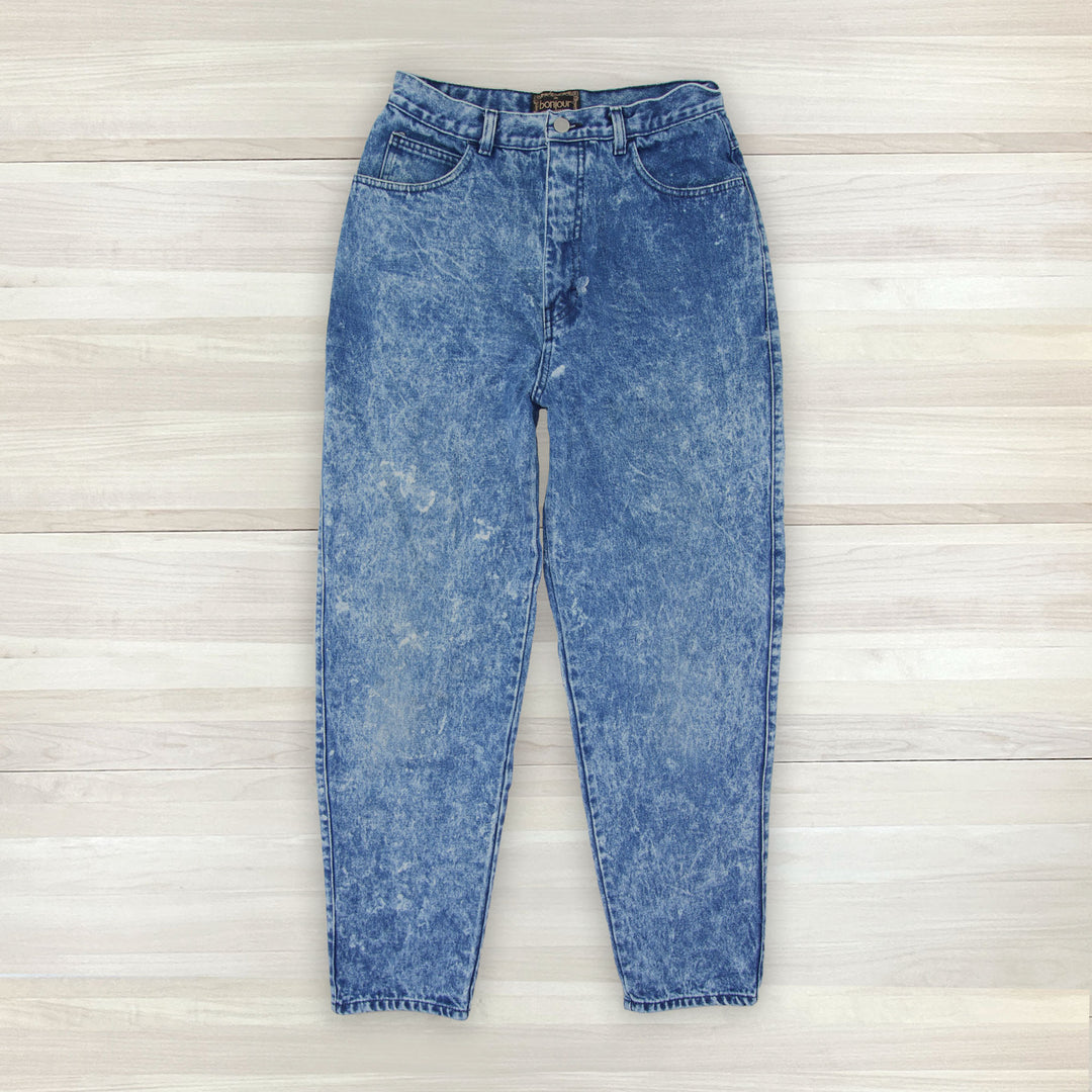 Women's Vintage Bonjour High Rise Tapered Acid Wash Jeans - 28 Waist Great Lakes Reclaimed Denim