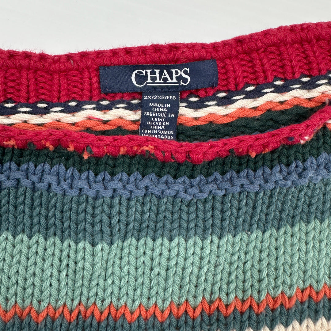 Chaps Women's Striped Cotton Blend Sweater - 2XL