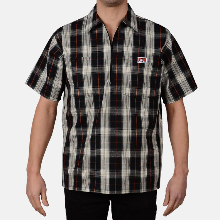 Ben Davis Shirts SKU: ben-davis-short-sleeve-plaid-1/2-zip-shirt36 - Great Lakes Reclaimed Denim