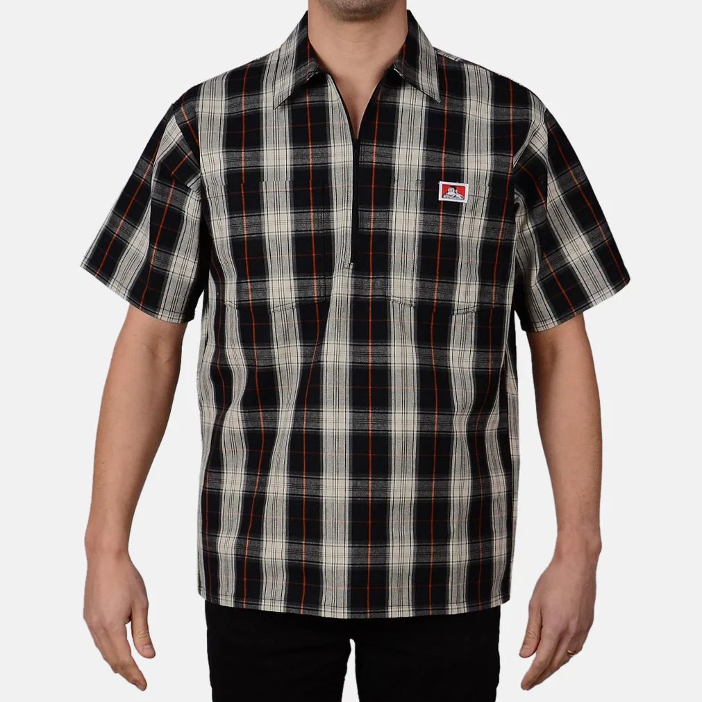 Ben Davis Shirts SKU: ben-davis-short-sleeve-plaid-1/2-zip-shirt36 - Great Lakes Reclaimed Denim