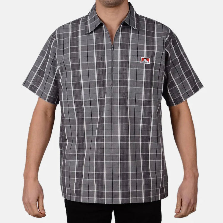 Ben Davis Shirts SKU: ben-davis-short-sleeve-plaid-1/2-zip-shirt6 - Great Lakes Reclaimed Denim