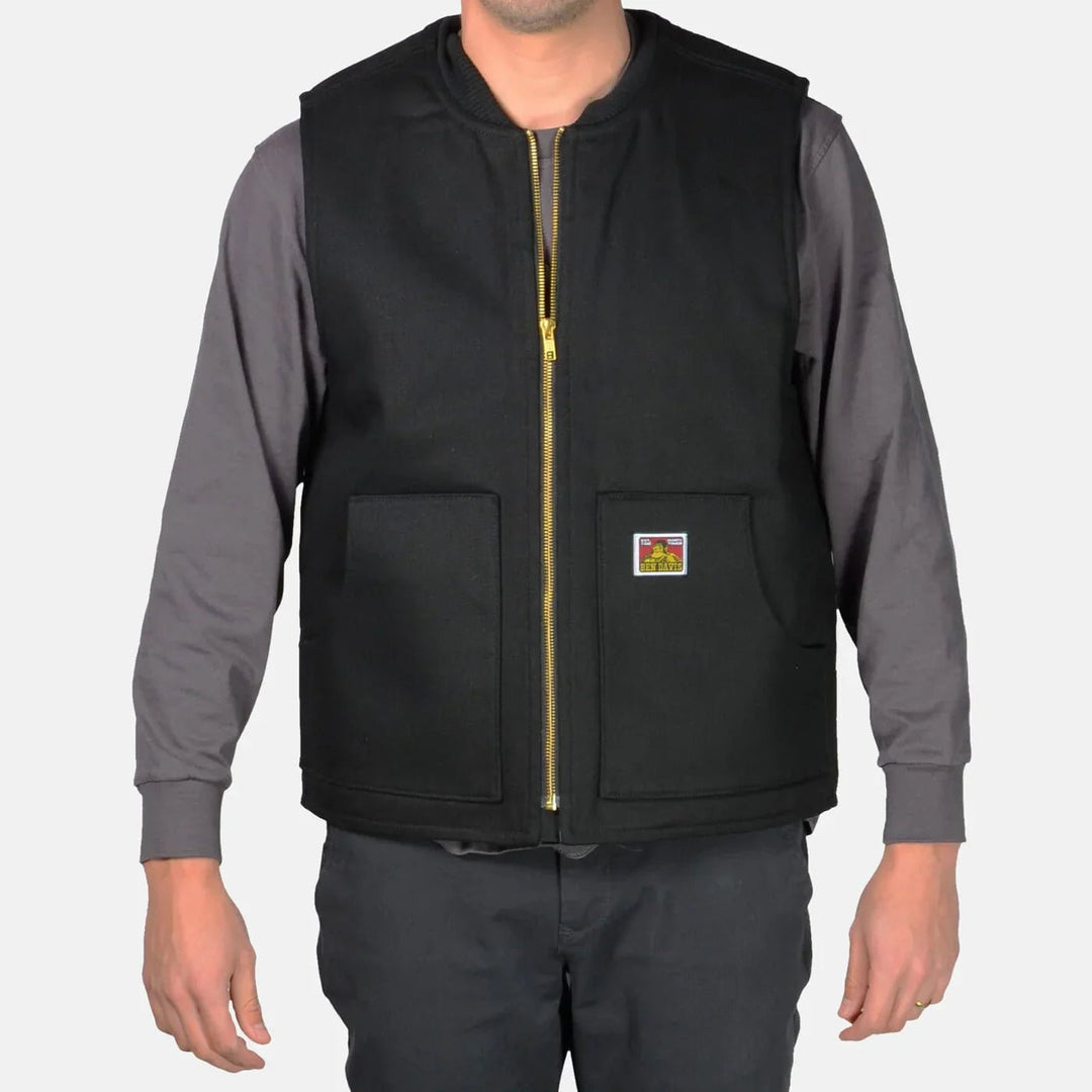 Ben Davis Vests SKU: ben-davis-lined-vest---black - Great Lakes Reclaimed Denim