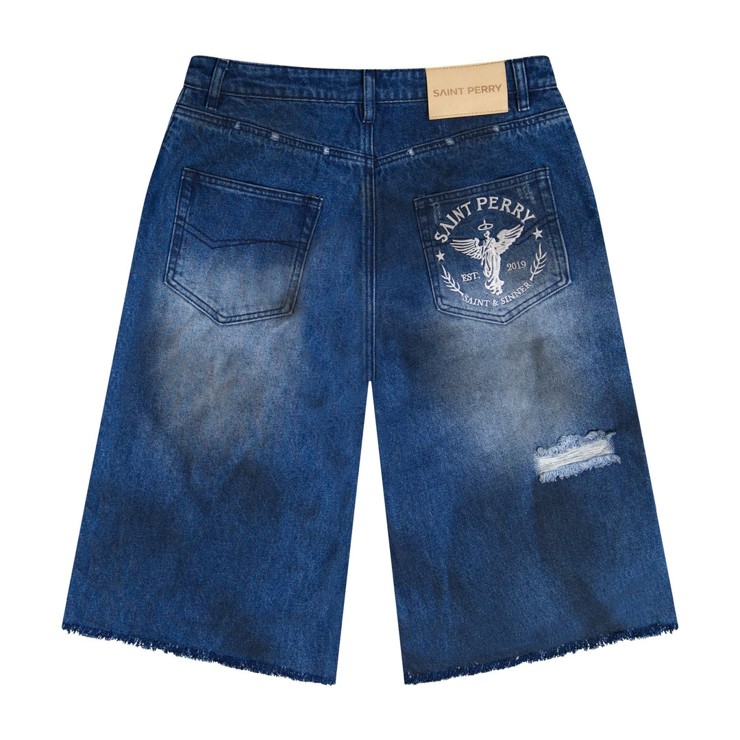 Saint Perry Distressed effect short denim