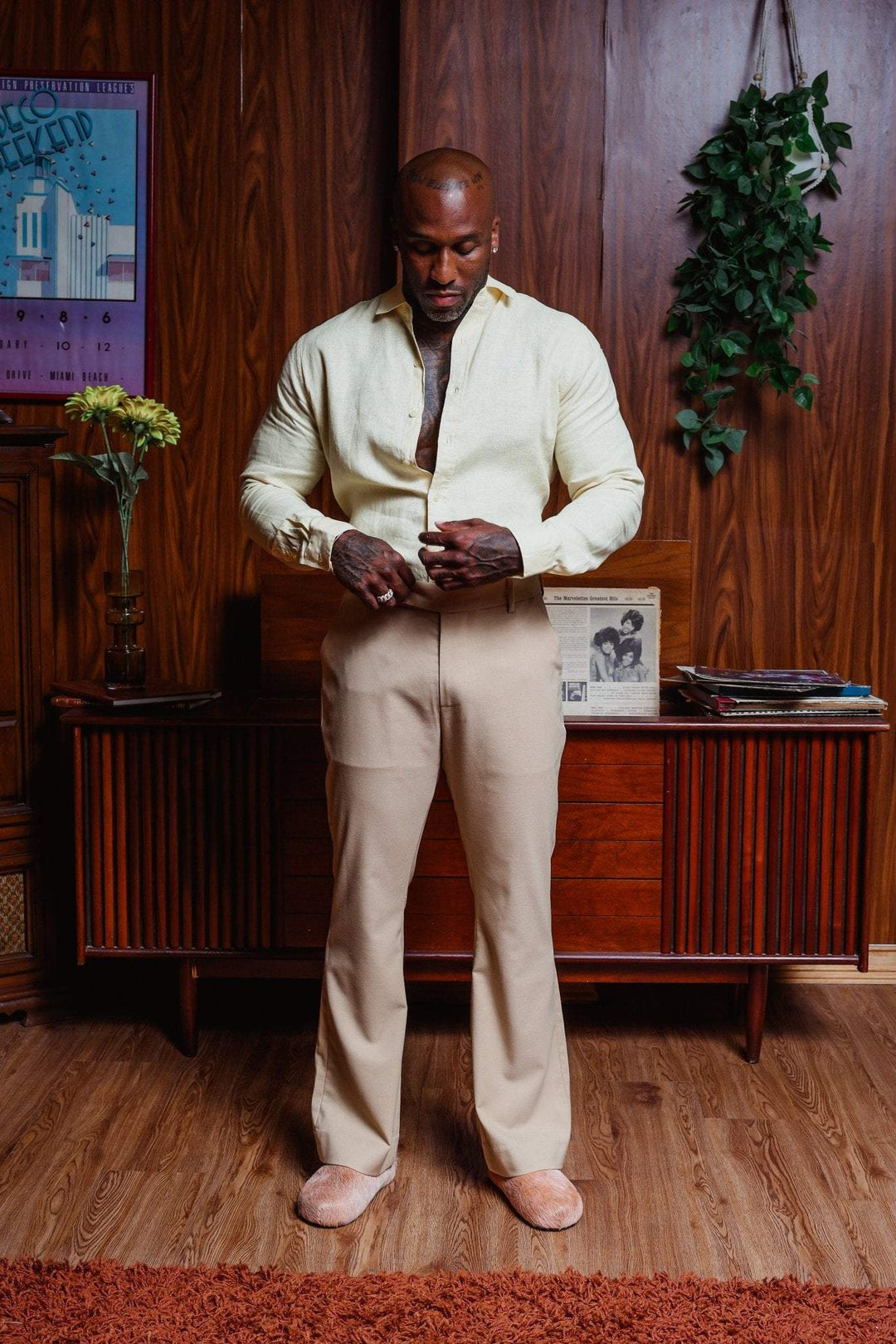 SAINT PERRY Flare Pants - Beige