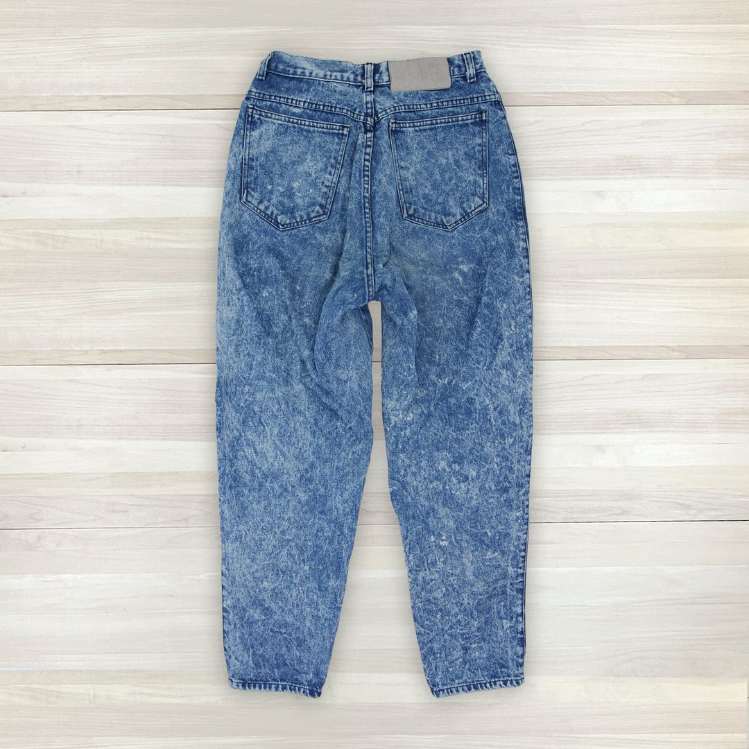 Women's Vintage Bonjour High Rise Tapered Acid Wash Jeans - 28 Waist