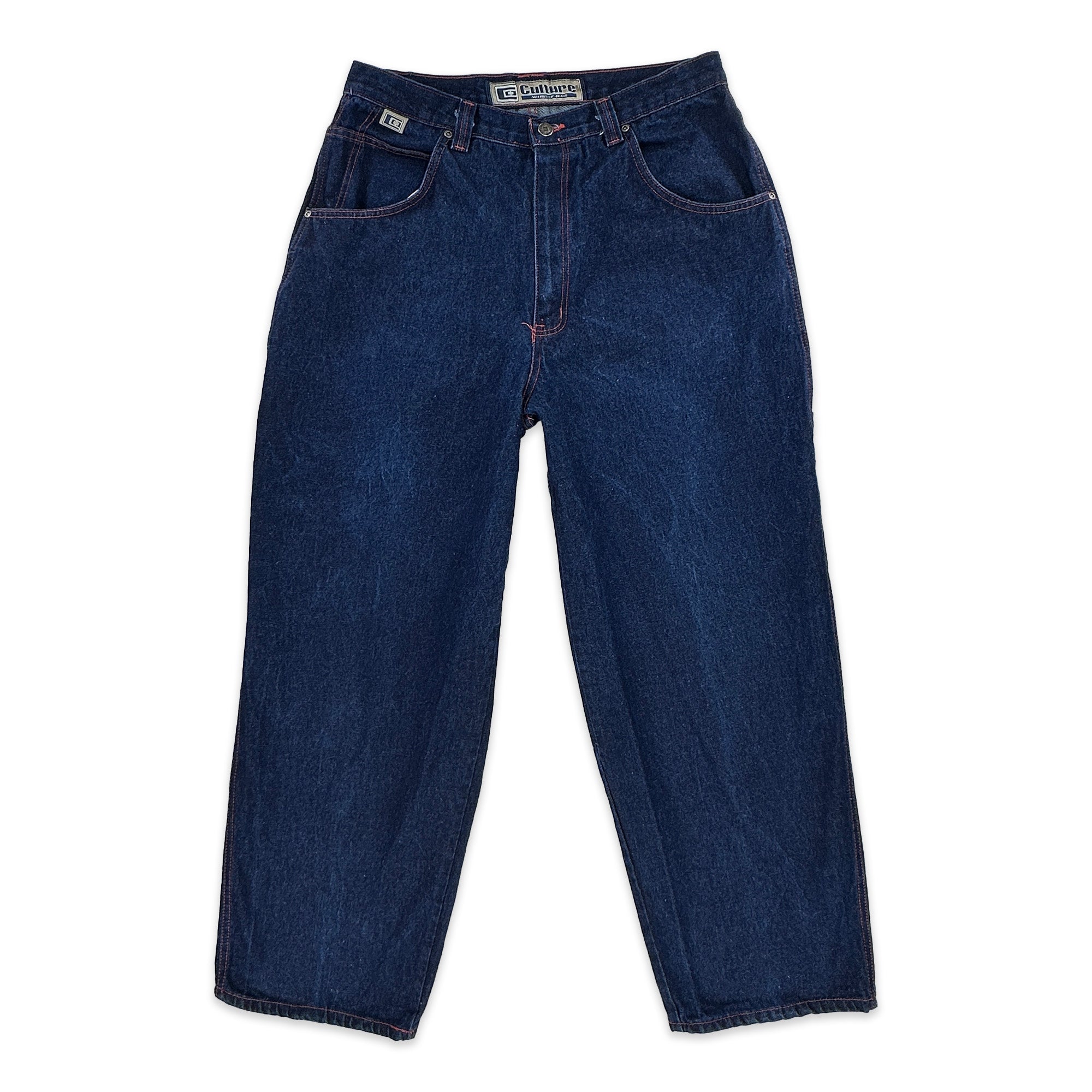 Men's Vintage Blue Wide Leg Baggy Jeans - Measures 34x32