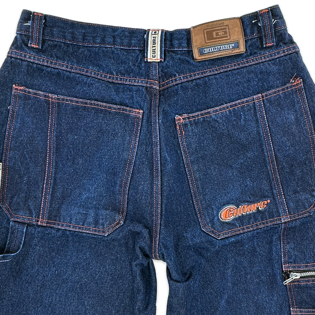 Men's Vintage Blue Wide Leg Baggy Jeans - Measures 34x32