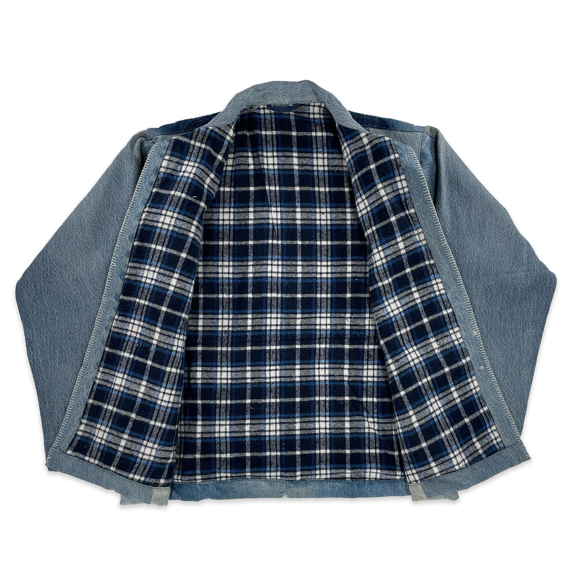 Chore Coat Made From Upcycled Work Jeans - Blanket Stitching - XL
