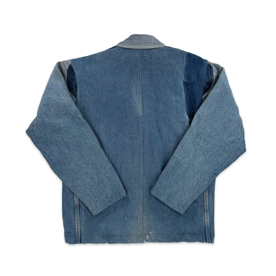 Chore Coat Made From Upcycled Work Jeans - Blanket Stitching - XL