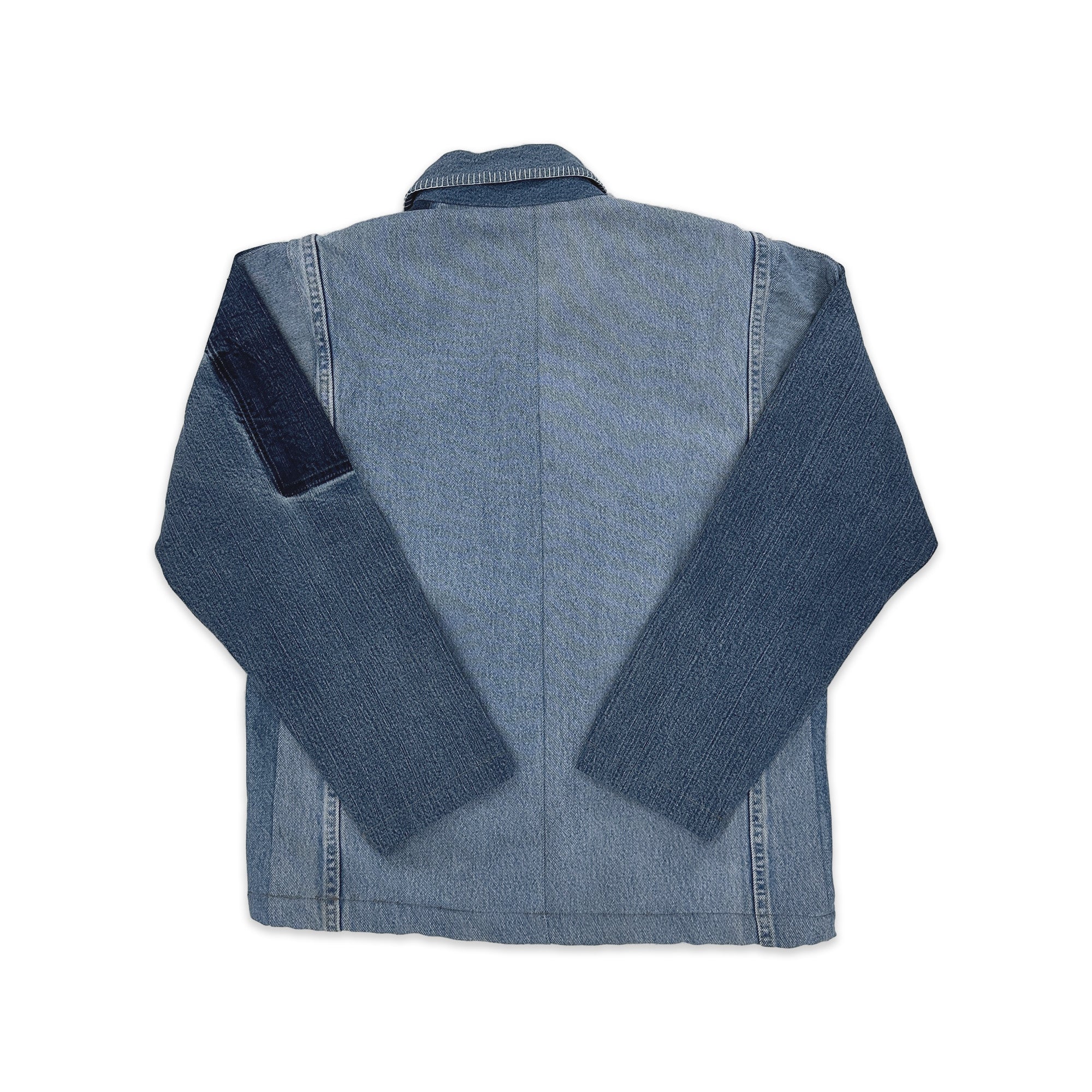 Chore Coat Made From Upcycled Work Jeans - Blanket Stitching - Medium Great Lakes Reclaimed Denim