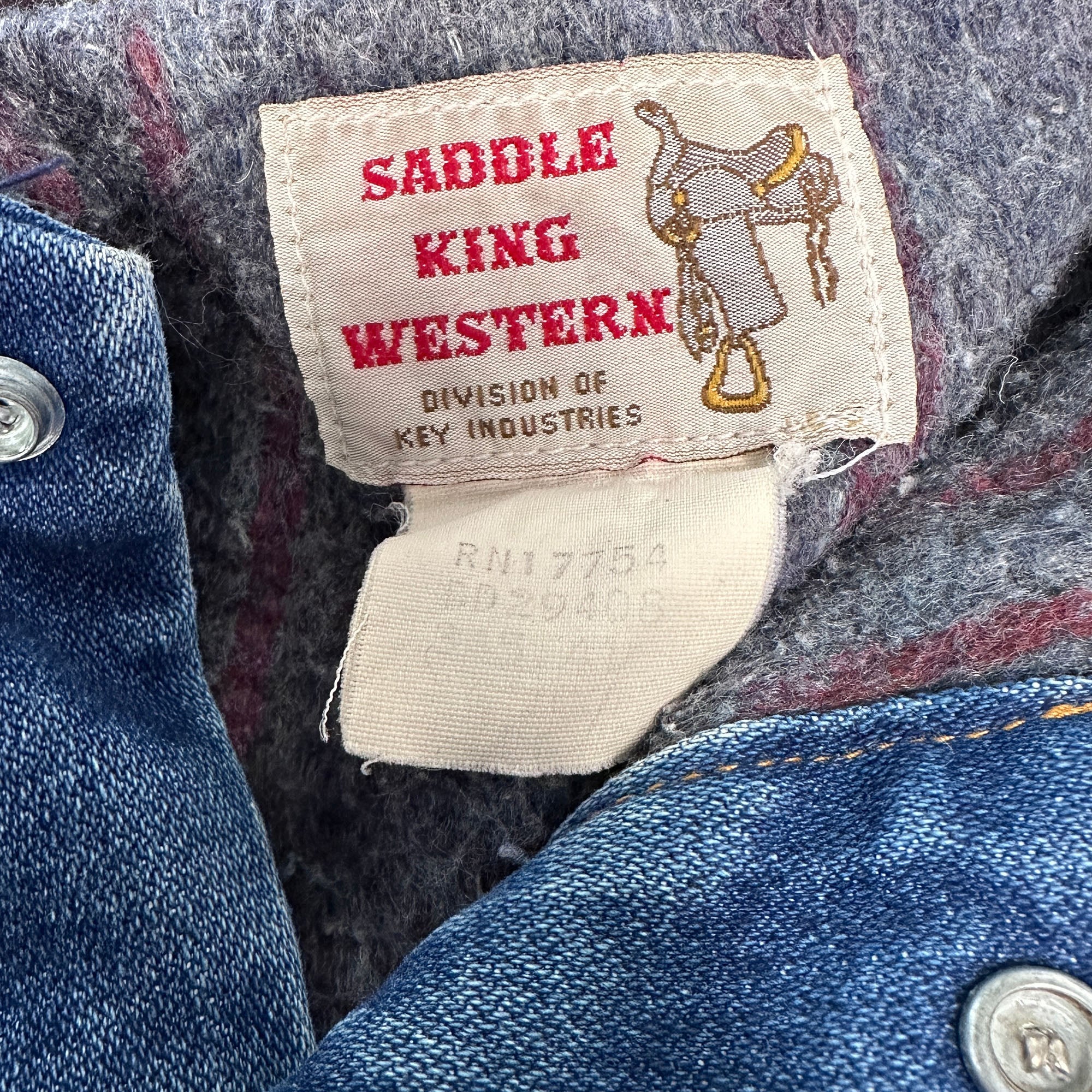 Vintage Saddle King Western Blanket Lined Trucker Jacket - Large-5