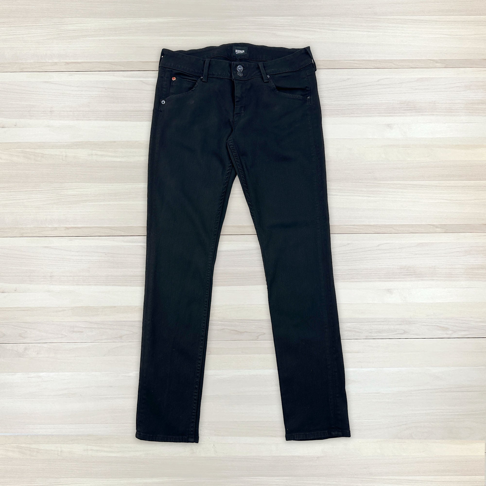 Women's Black Hudson Collin Flap Pocket Skinny Jeans - Waist 29-1