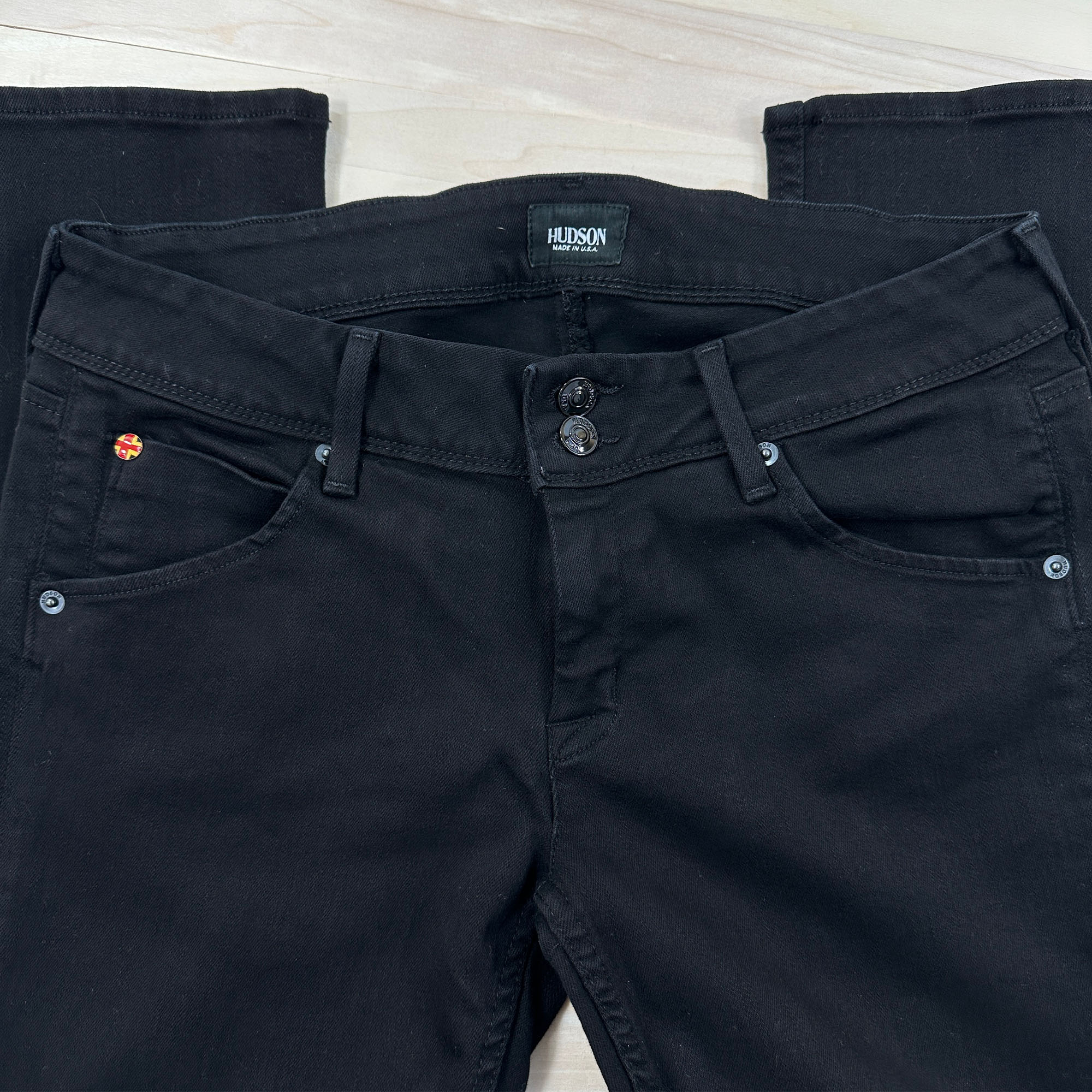 Women's Black Hudson Collin Flap Pocket Skinny Jeans - Waist 29-3