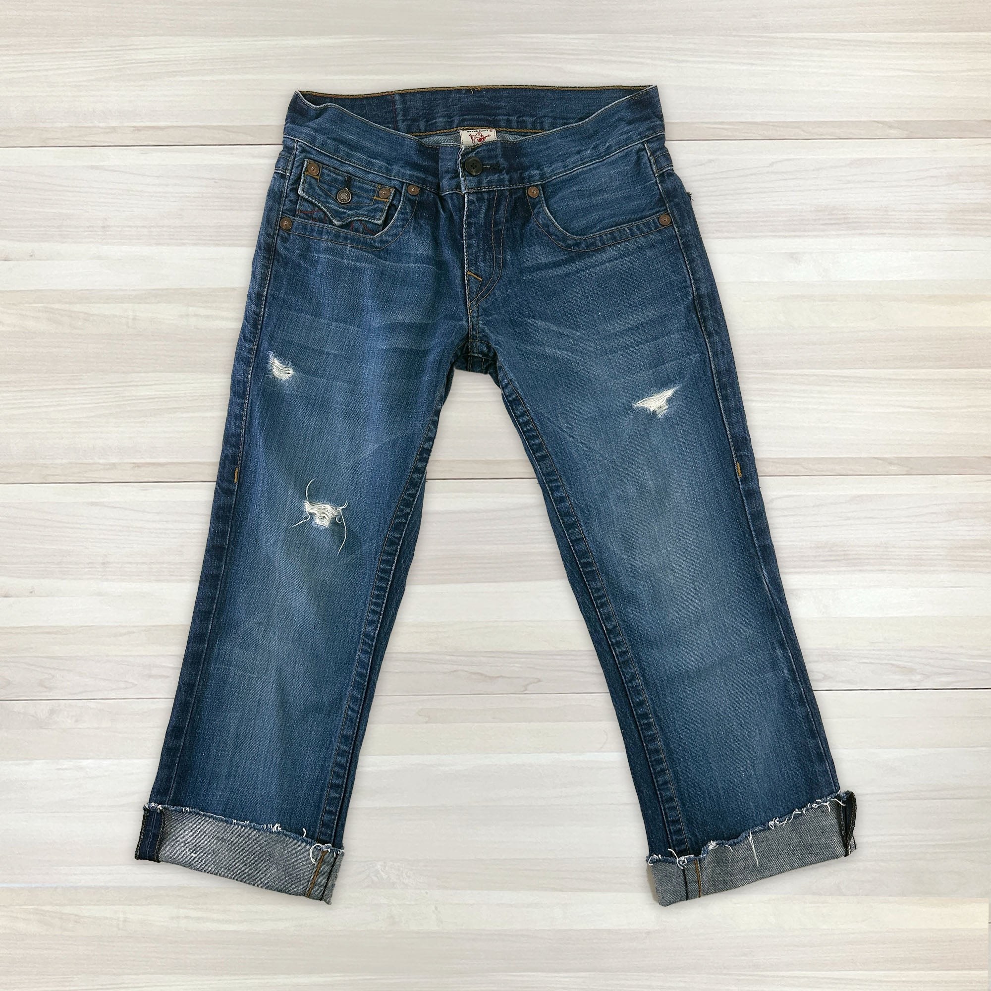 Women's Distressed True Religion Billy Cutoff Jeans - 28