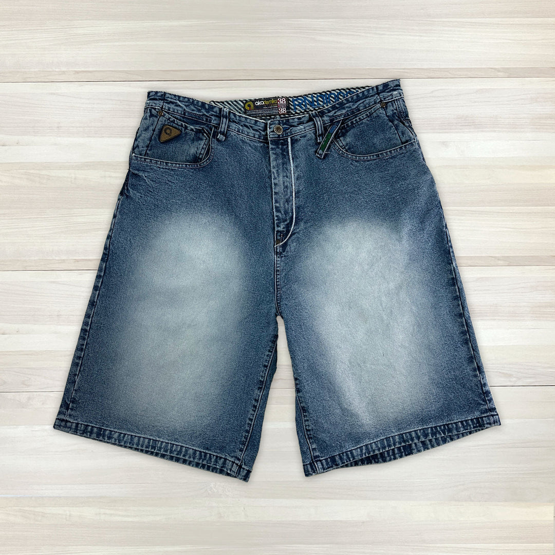 Men's Vintage Blue Akademiks Baggy Denim Shorts - Measures 37x11
