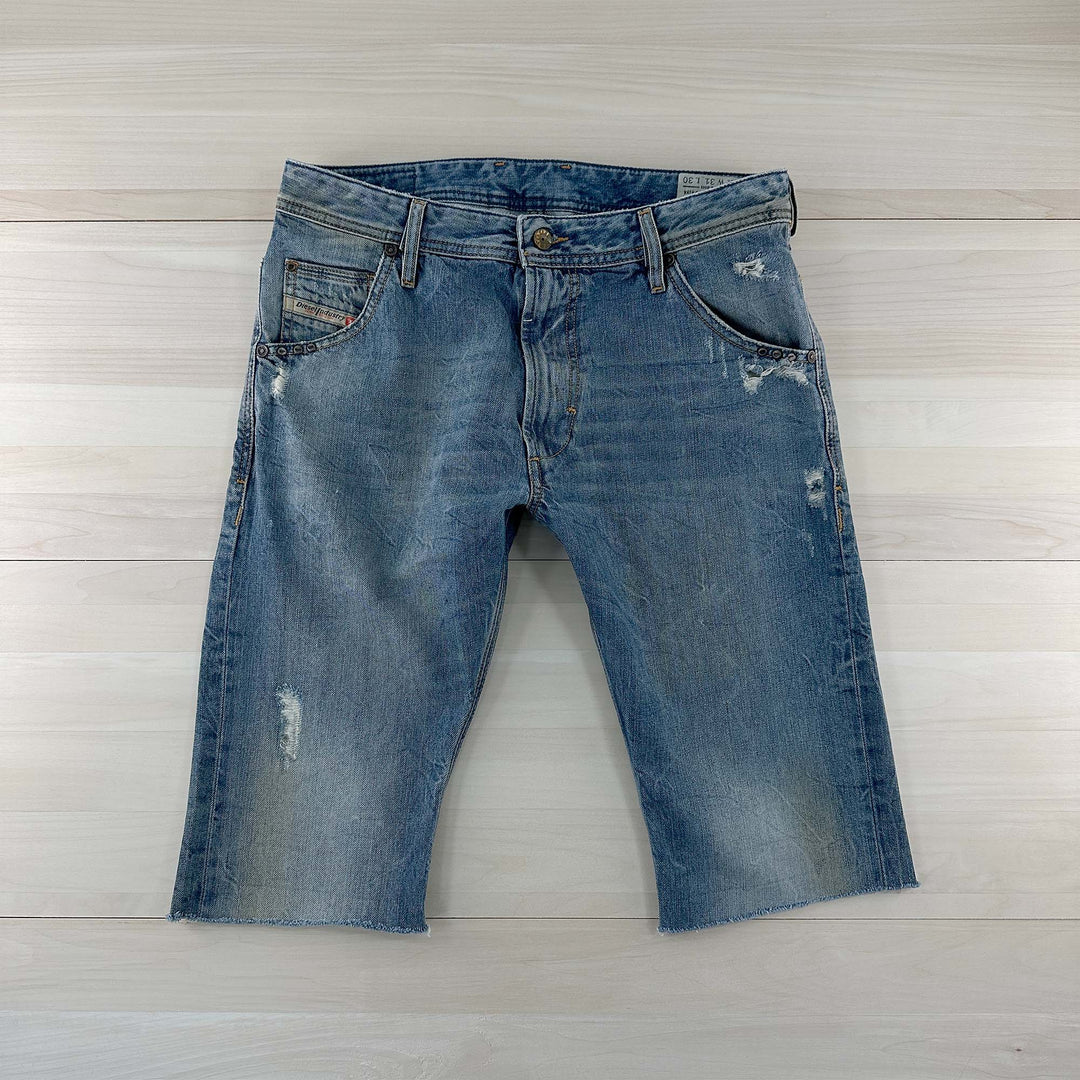 Men's Blue Vintage Diesel Slim Cutoff Denim Shorts - 31x14