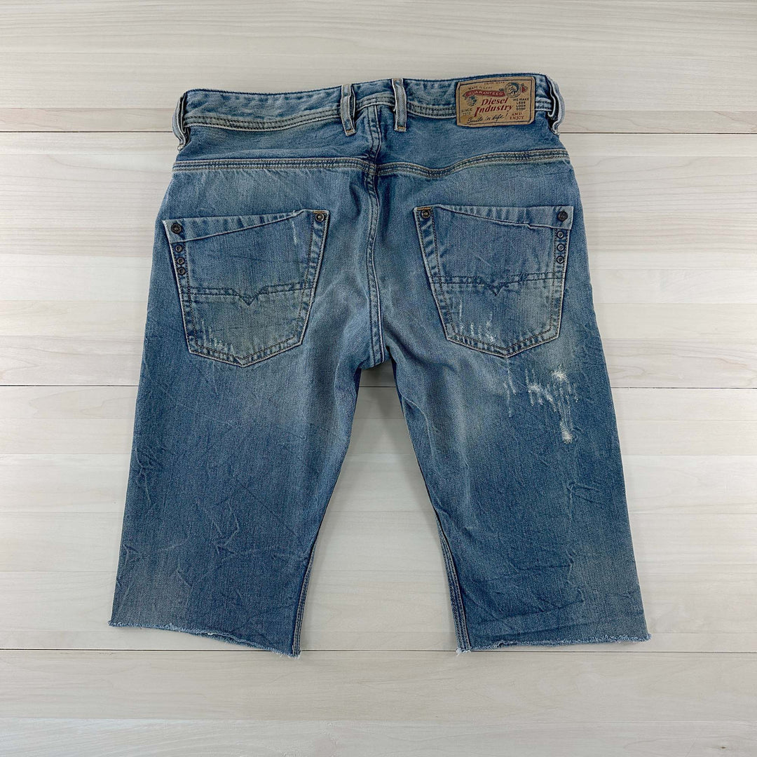 Men's Blue Vintage Diesel Slim Cutoff Denim Shorts - 31x14