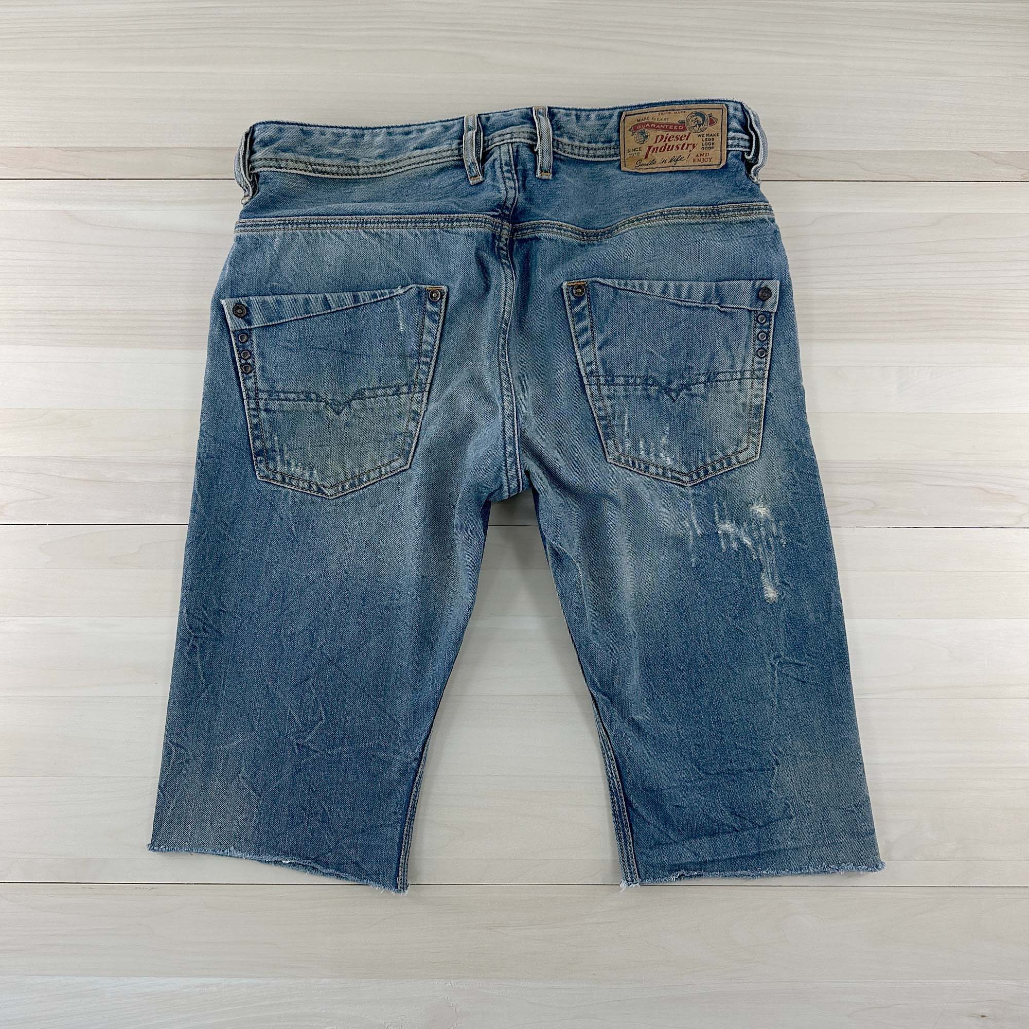 Men's Blue Vintage Diesel Slim Cutoff Denim Shorts - 31x14 - 0