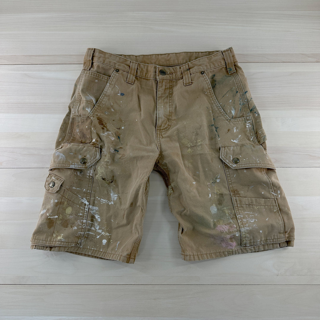 Distressed and Painted Carhartt B357 BRN Shorts - Measures 32x10
