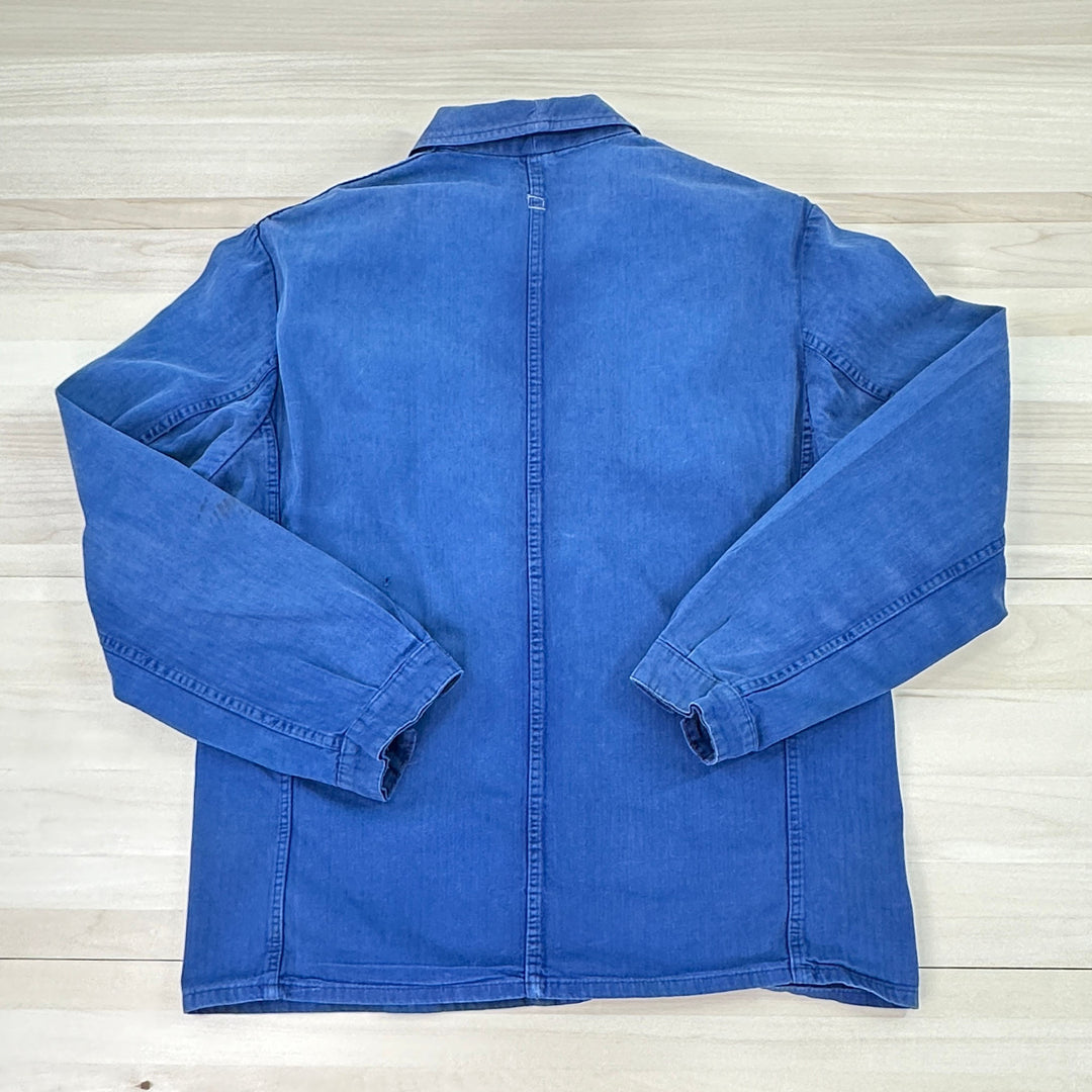 Men's Vintage Blue French Work Jacket - Small Great Lakes Reclaimed Denim