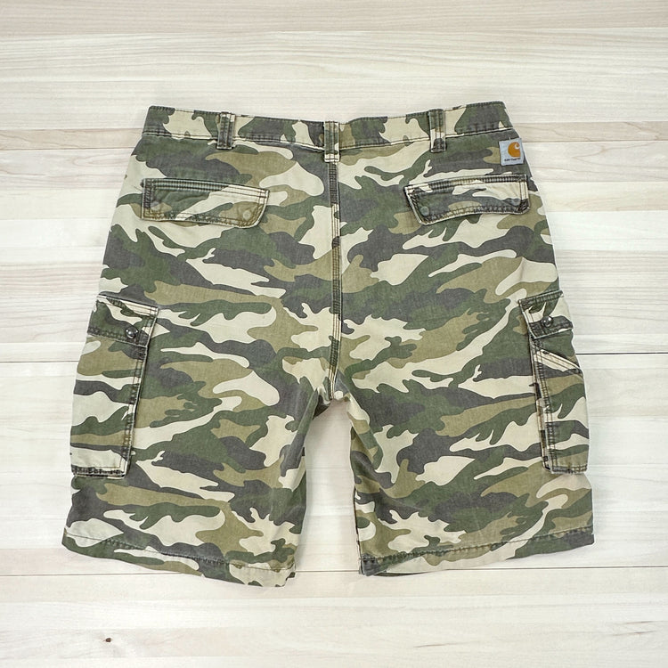 Carhartt Relaxed Fit Camo Canvas Shorts - Size 40 (38" Waist) Great Lakes Reclaimed Denim