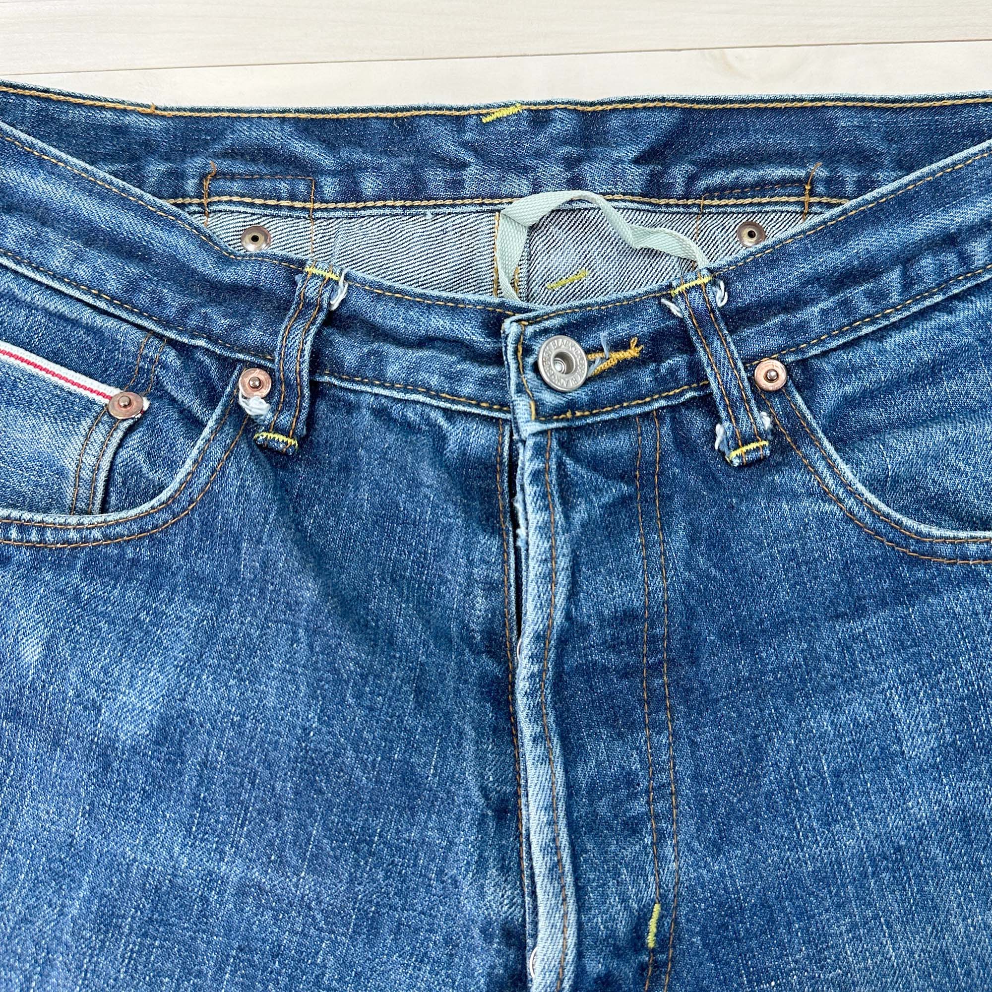 Men's Blue Vintage Evisu Cutoff Selvedge Denim Shorts - 30x16-2