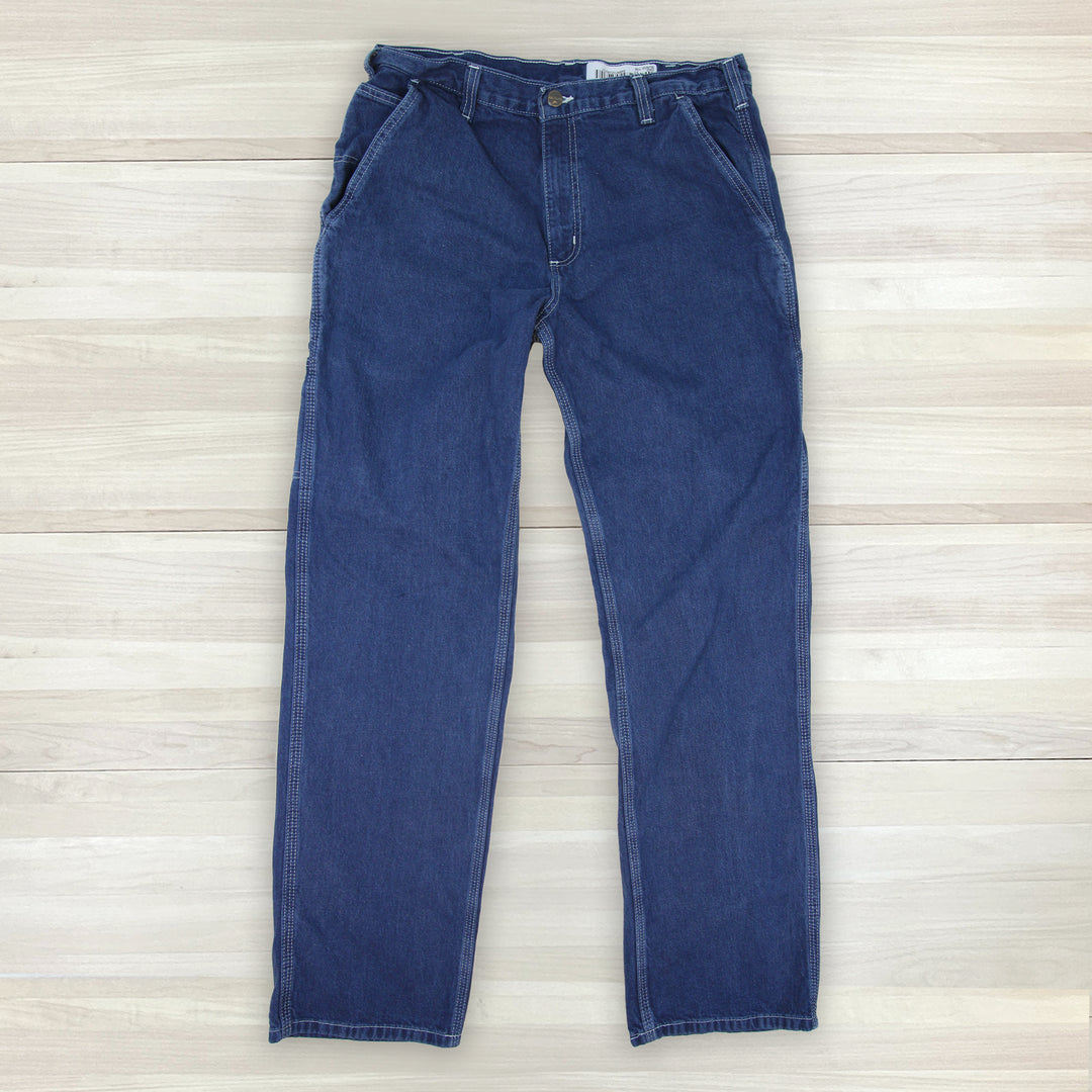Men's Carhartt Original Fit Carpenter Work Jeans - 34x34 Great Lakes Reclaimed Denim