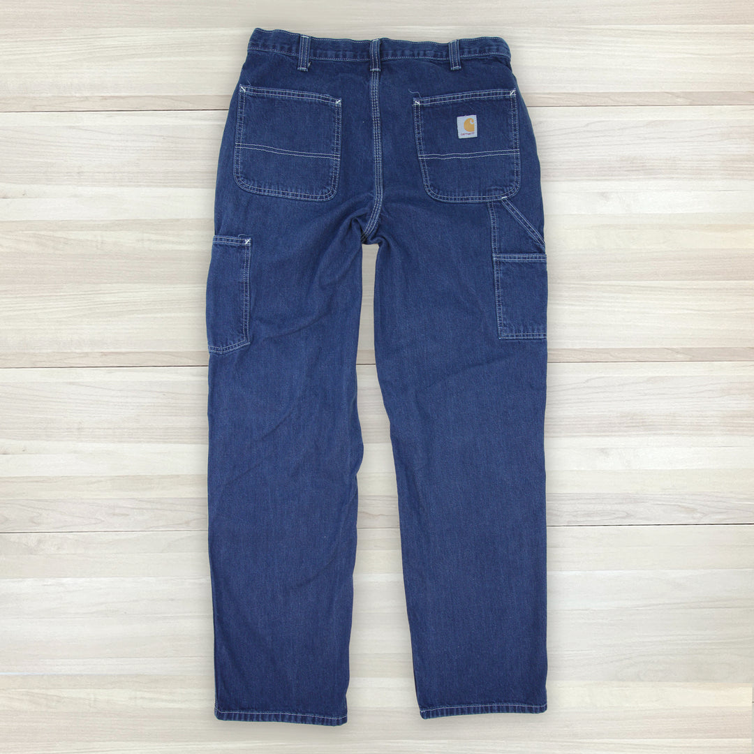 Men's Carhartt Original Fit Carpenter Work Jeans - 34x34 Great Lakes Reclaimed Denim