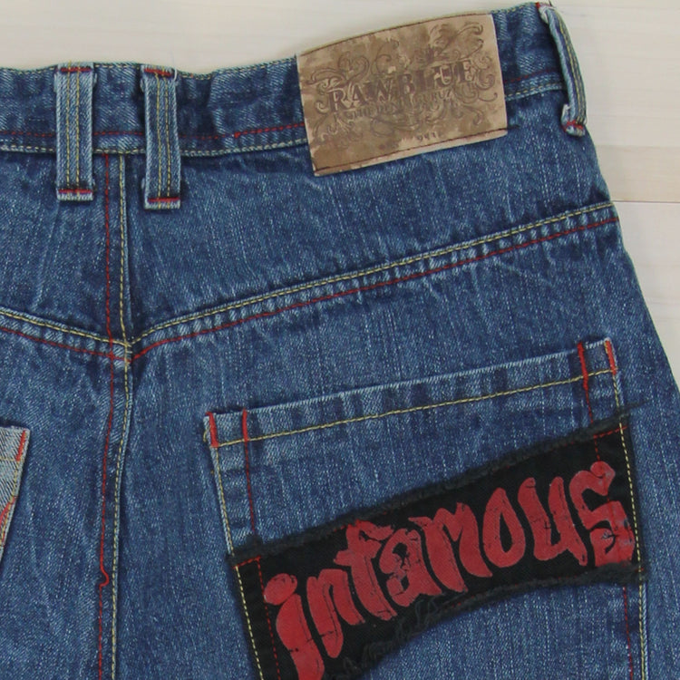 Men's Vintage Raw Blue Infamous Cutoff Shorts  36x15 Great Lakes Reclaimed Denim