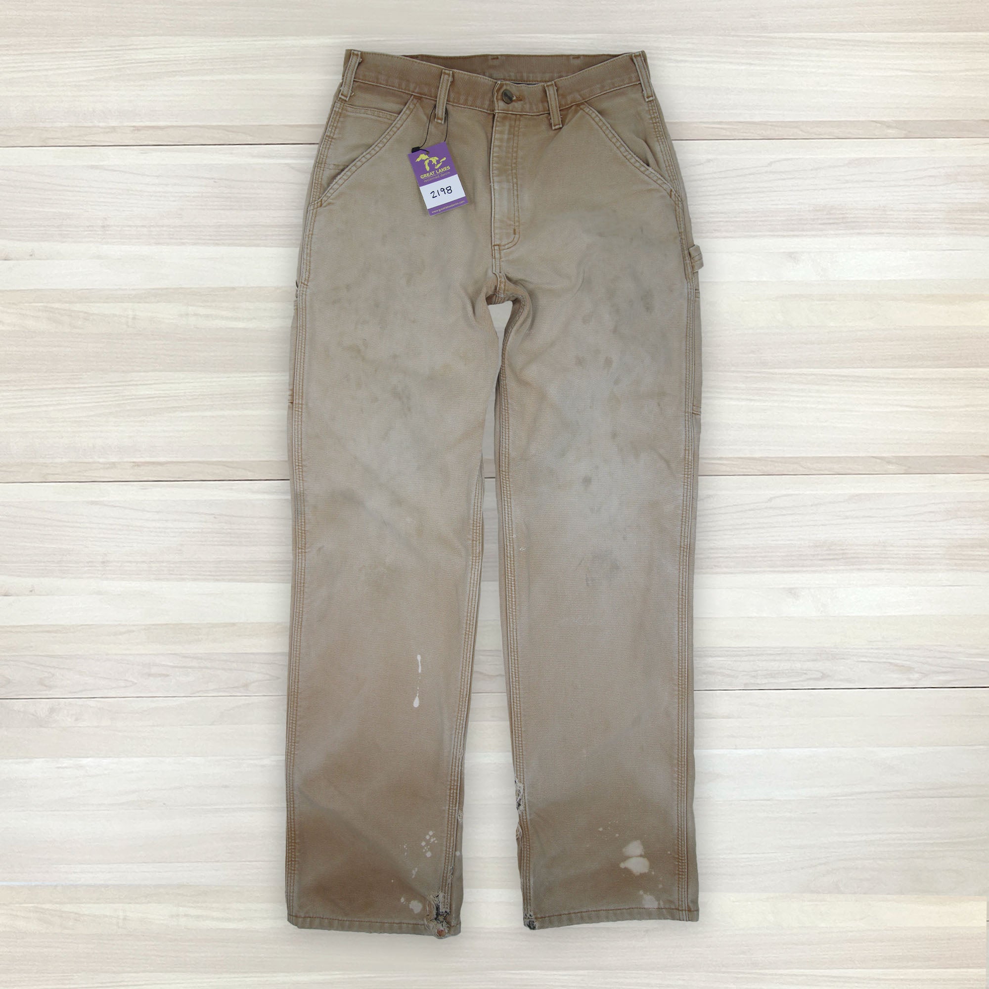 Men's Carhartt B111 BRN Flannel Lined Loose Fit Pants - Measures 30x33-1