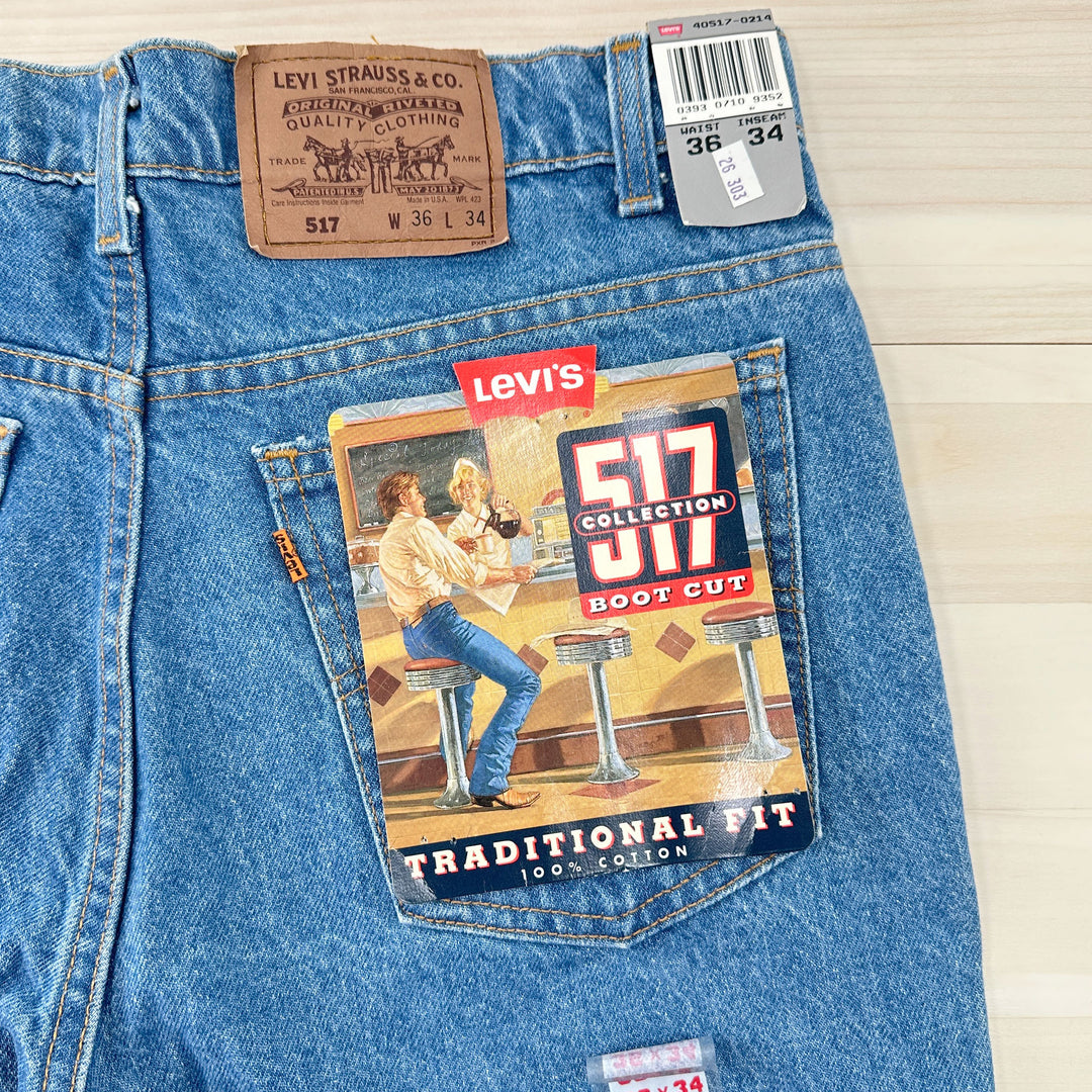 Vintage 1993 Levi's 517 Orange Tab Boot Cut Jeans - USA - 36x34